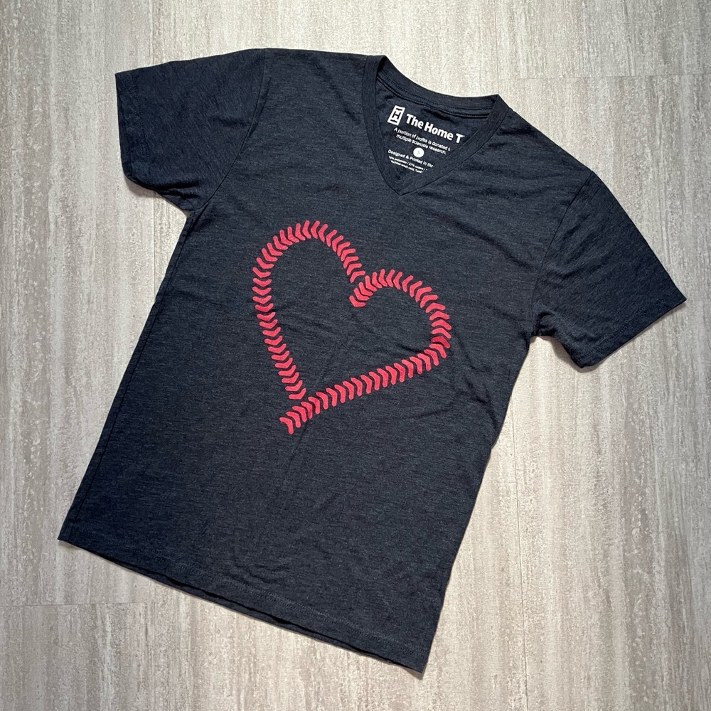 Baseball heart v-neck short sleeve tee